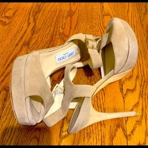 Jimmy Choo Tan Suede Linda Style Pump Shoe Size 42 12 Excellent